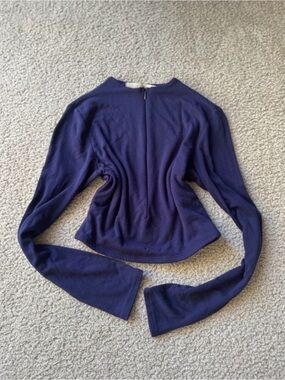 OOTDFash Navy Long Sleeve Cropped Knit Top - y2k sexy